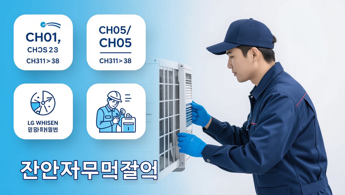 LG 휘센 에어컨 에러 코드, 자가 진단으로 완벽 해결! (CH05,CH07,CH21,CH34,CH61,CH67) 2 📋 LG 휘센 에어컨 에러 코드, 어떤 의미일까요?